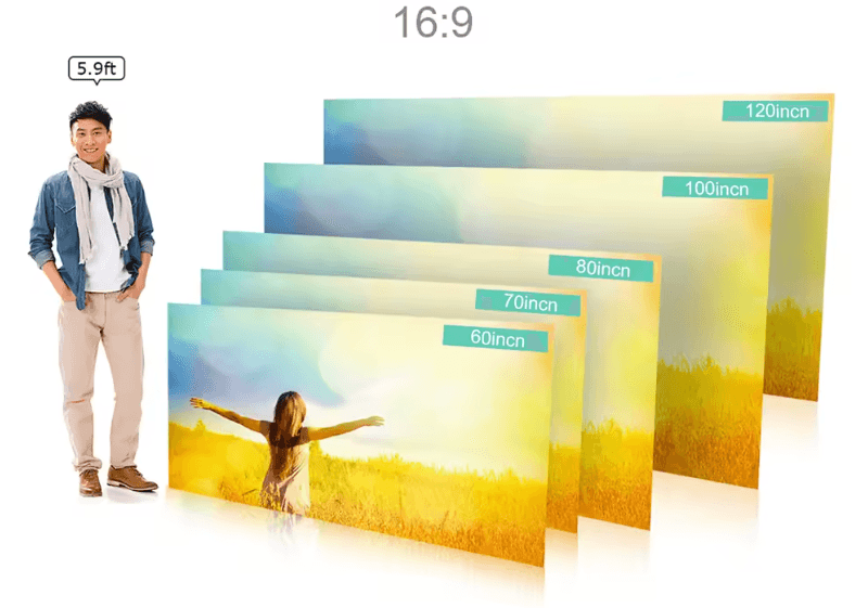 Ekran projekcyjny w formacie 16:9 do oglądania filmów, wyświetlania obrazów